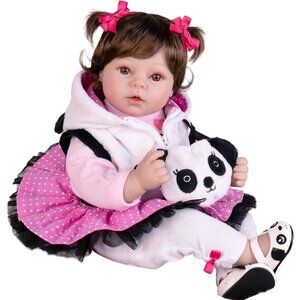 🆕22Inch Soft Cloth Body Newborn Baby Poseable Limbs Panda Doll Baby Girl